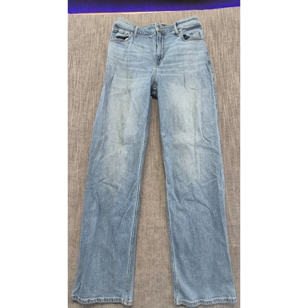 Hollister Ultra‎ High Rise Dad women's denim blue jeans 9L W29 L33 light wash